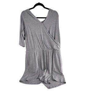 AnyBody Women's Heather Gray Romper‎ Size XL 3/4 Sleeves